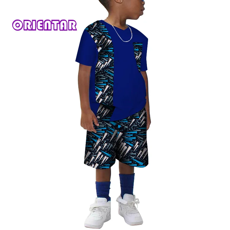 Комплект детской африканской одежды из 2 предметов хлопковая рубашка с коротким