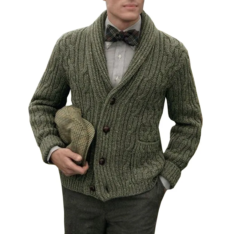 

men's cotton argyle cardigan casual single breasted solid color men's business new fashion winter sweater man