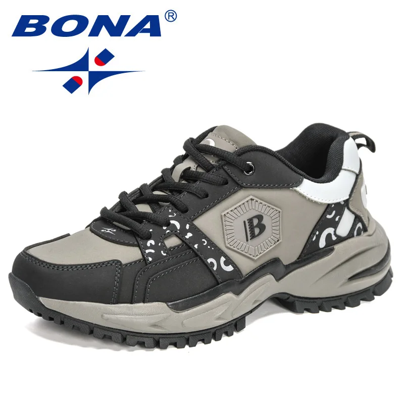 

BONA 2021 New Designers Action Leather Running Shoes Men Trendy Sneakers Lightweight Man Sport Shoes Jogging Footwear Mansculino