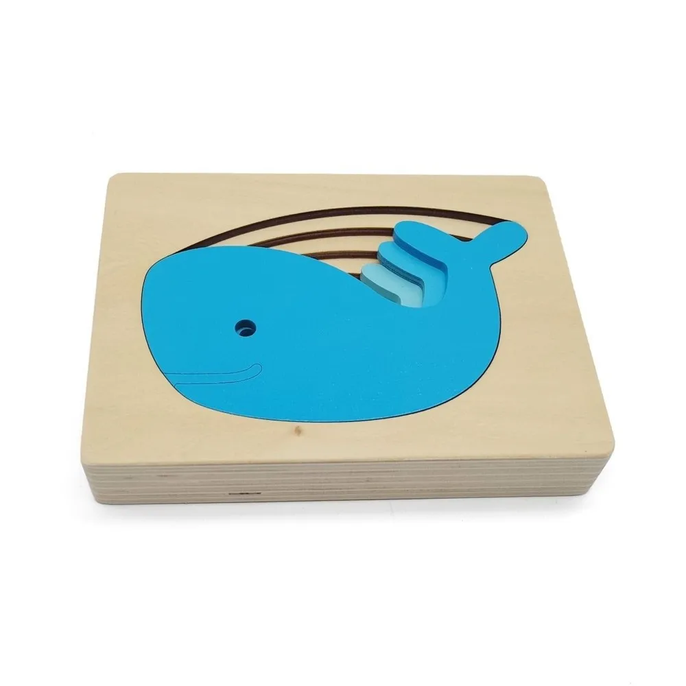 

Wooden Montessori Material Toys Animals 3D Puzzle Whale Montessori Early Childhood Education Preschool Toy for Baby Gift K2566F
