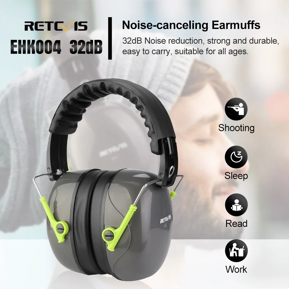 

Retevis EHN004 Noise Reduction Shooting Earmuff Hearing Protection Headphones Use Without Helmet For Airsoft Game Outdoor Sports