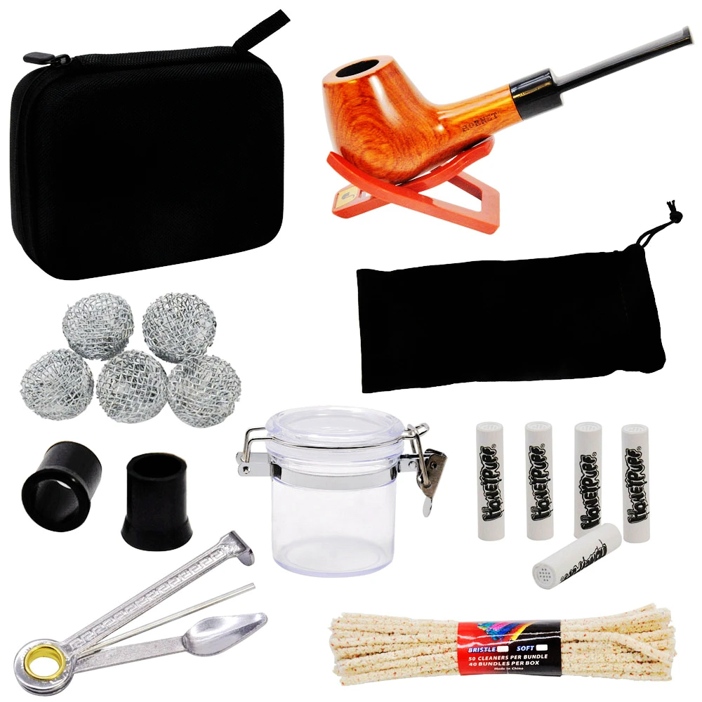 Набор мешков для табака HORNET деревянная трубка + инструменты чистки курительных