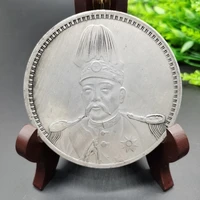 antique white copper and silver gilded high hat flying dragon silver dollar home decoration