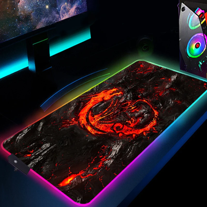 

LED Glowing Desk Mat MSI Logo Mouse Pad Gamer Keyboard Mousepad Gaming Accessories Mouse Mats Xxl RGB Computer Rug 900x400 CS GO