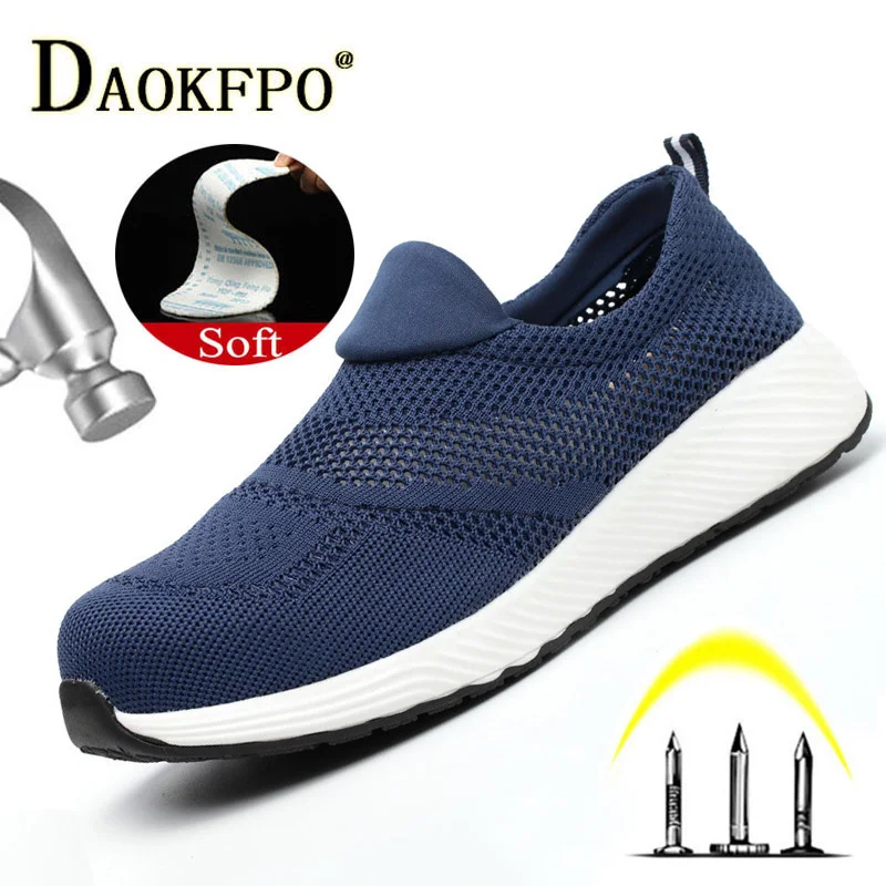 DAOKFPO/Мужская защитная обувь дышащая Летняя женская нескользящая со стальным