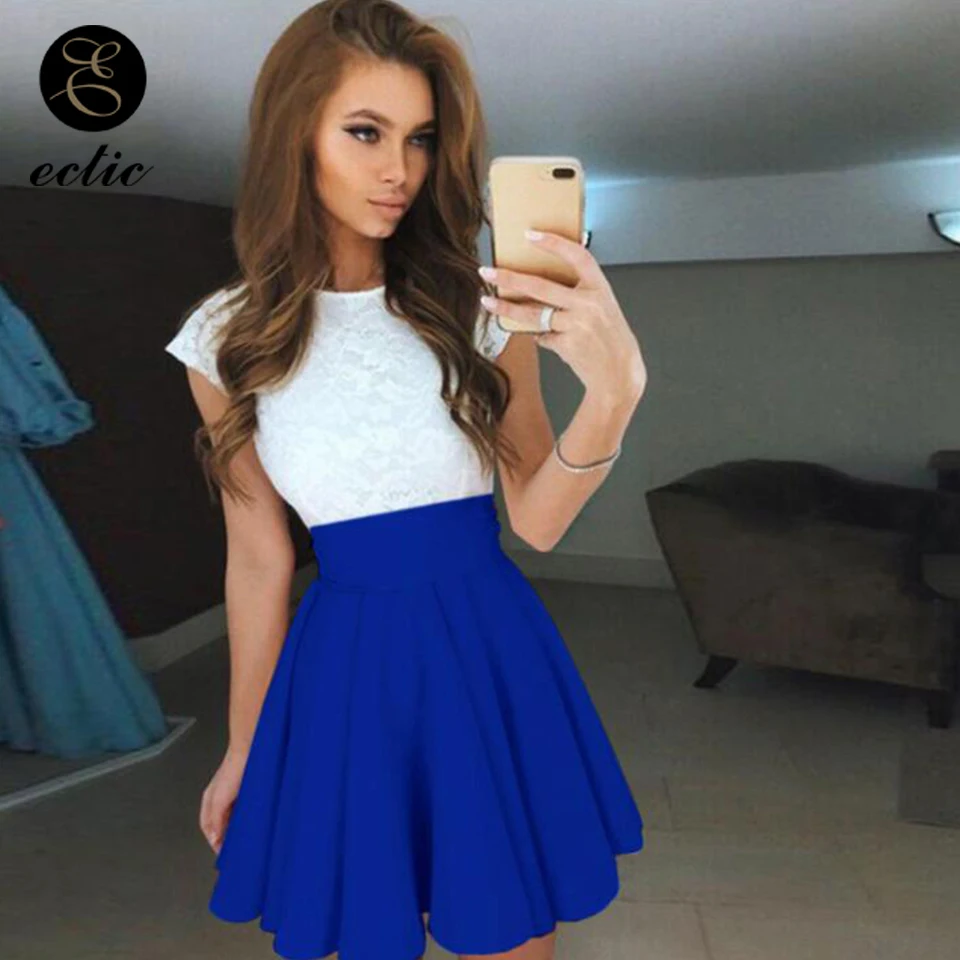 Кружевное платье с цветочной вышивкой коротким и широким подолом для женщин Sukienka