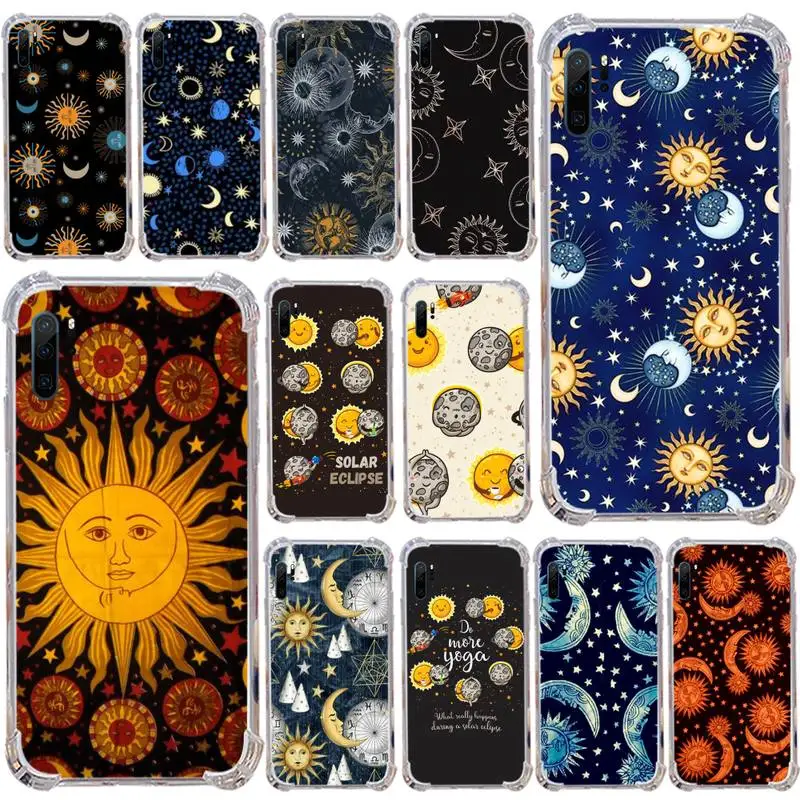 

Funny Sun Moon Phone Case Transparent Clear For Samsung Galaxy A71 A21s S8 S9 S10 plus note 20 ultra