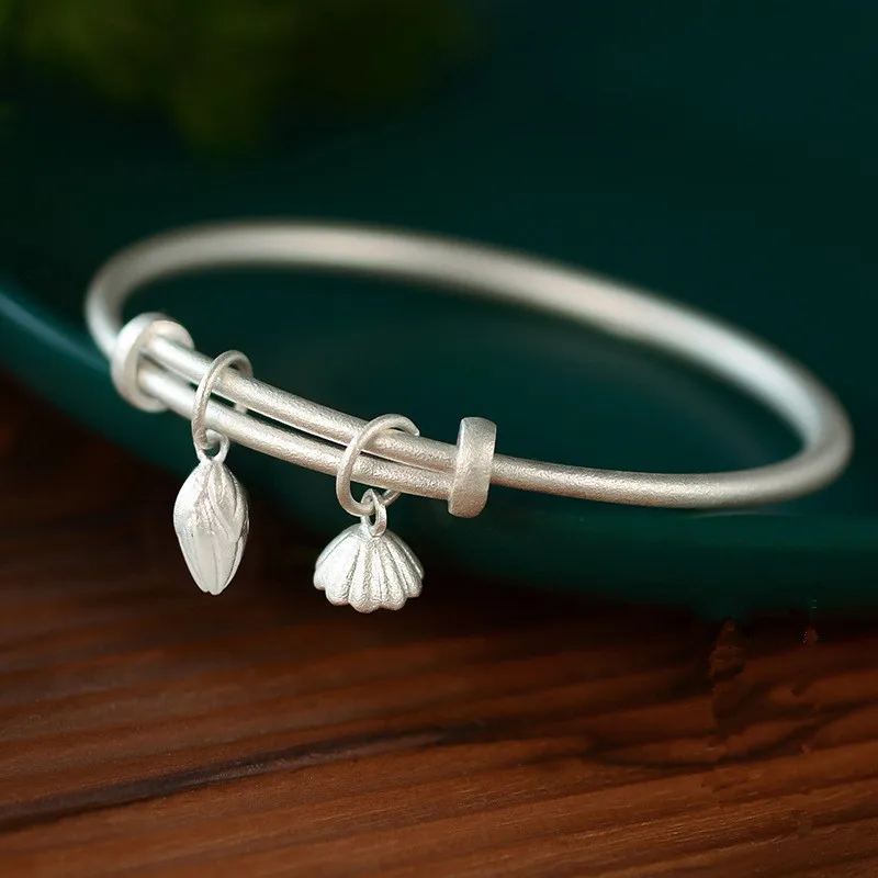 

Женский браслет с подвеской в виде лотоса, из серебра 925 пробы