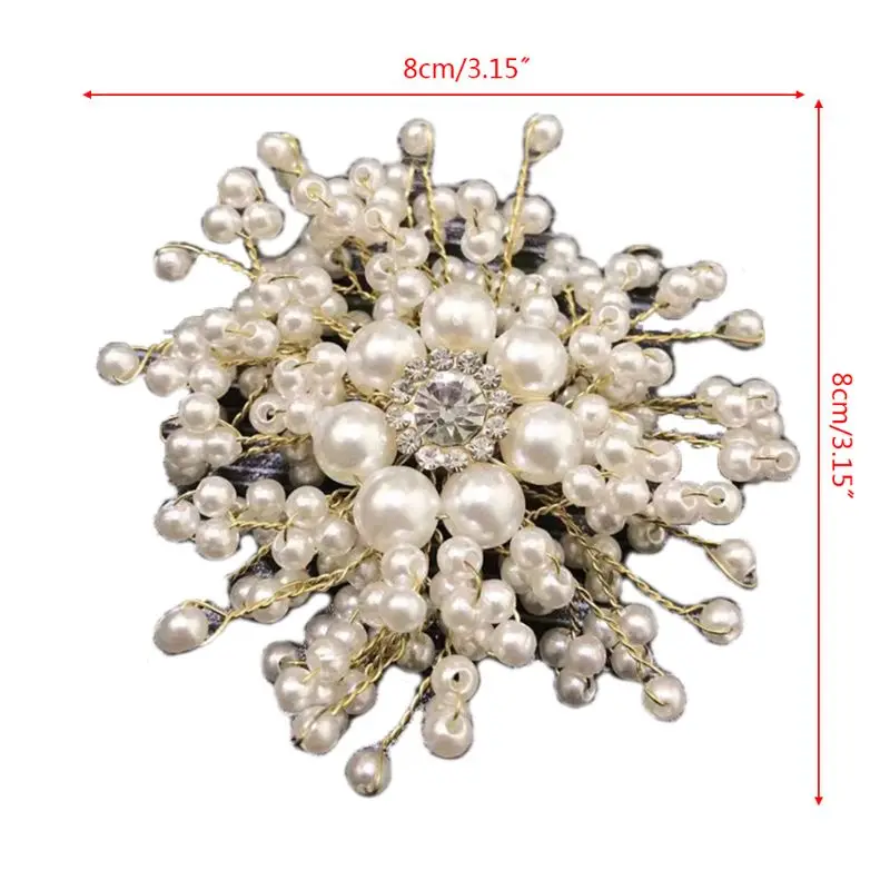 

Bridal Rhinestone Shoes Buckle Women High Heel Decorations Faux Pearl Shoe Clip