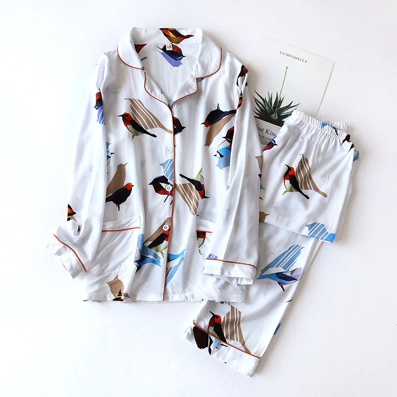 

UVRCOS 2021 Spring Summer Women's Home Service Long-Sleeved Trousers Ladies Pajamas Suit Simple Style Long Pajamas Casual Outfit