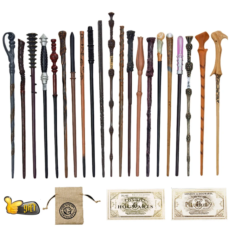 

New 43 Kinds of Cosplay Potter Magic Wands Metal/Iron Core Children Magic Wand Coin Bag Tickets As Gift Prop Stage Magic Tricks