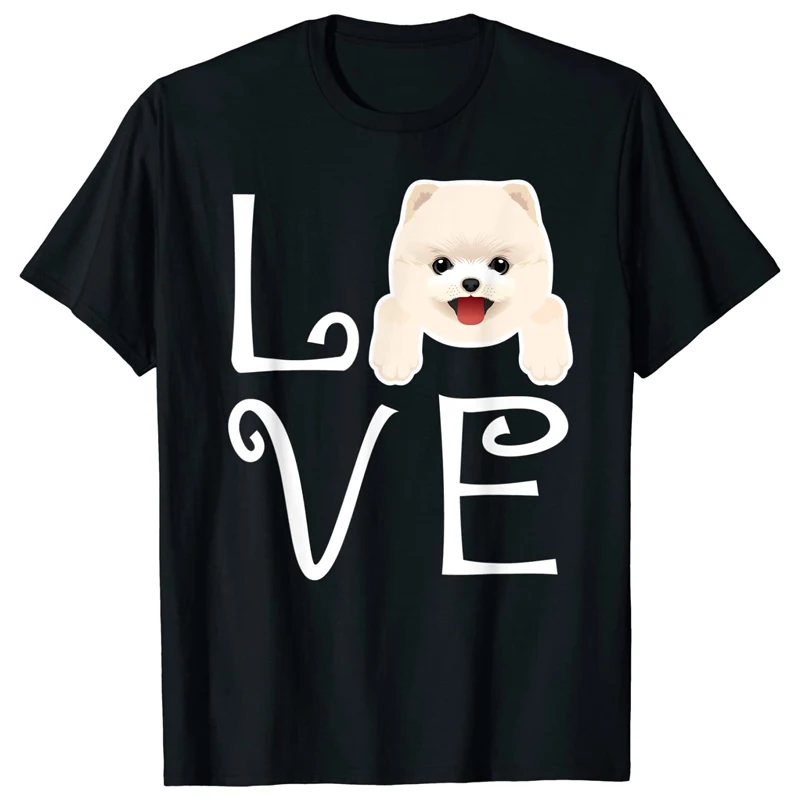 

2021 Summer Men's T-shirt Pomeranian Love Owner Print Street Casual Hip Hop Pure Cotton O-Neck High Quality Oversized T-shirt