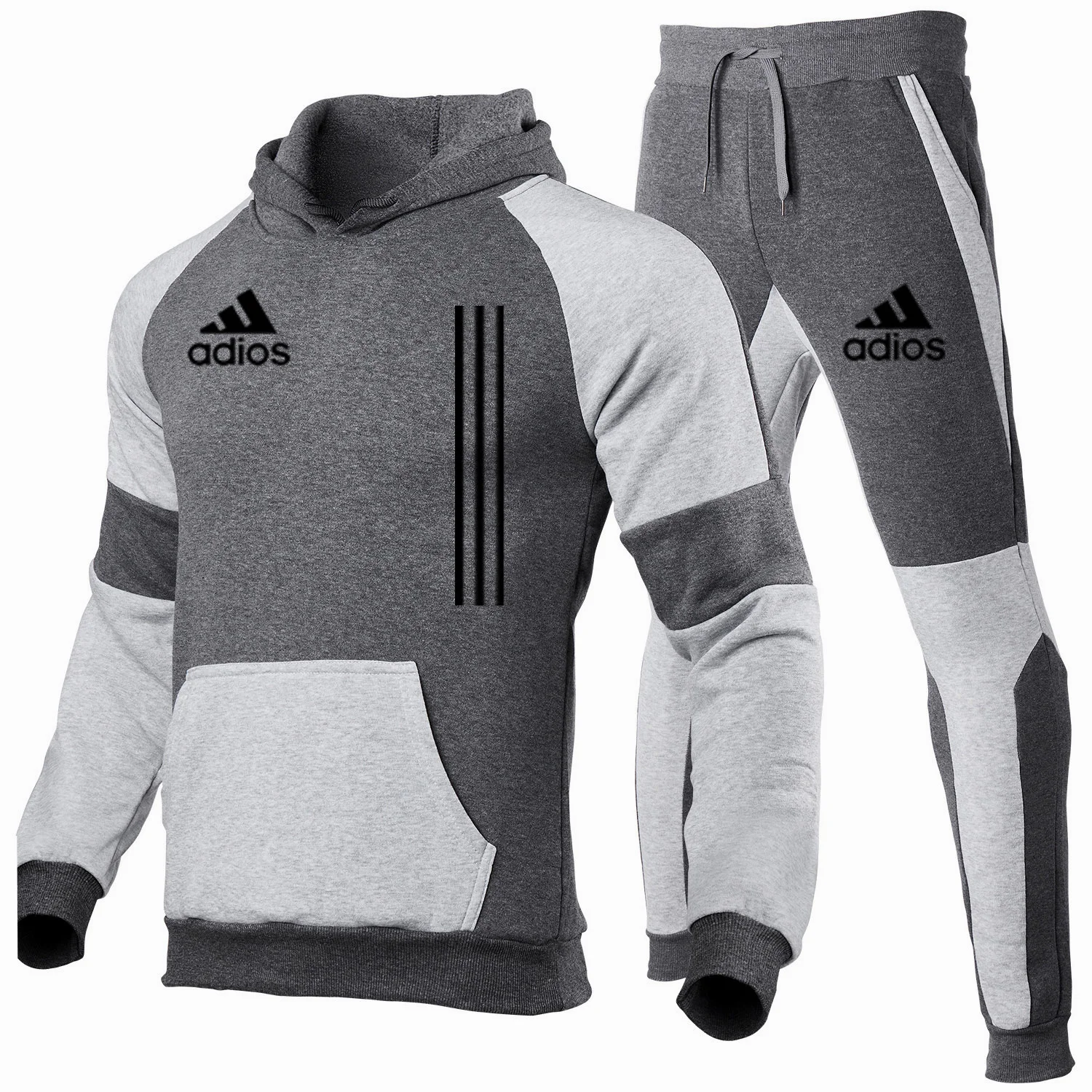 

New adios Mens Clothing Pullovers Sweater Cotton Men Tracksuits Hoodie Two Pieces + Pants Sports Shirts Fall Winter Track suit