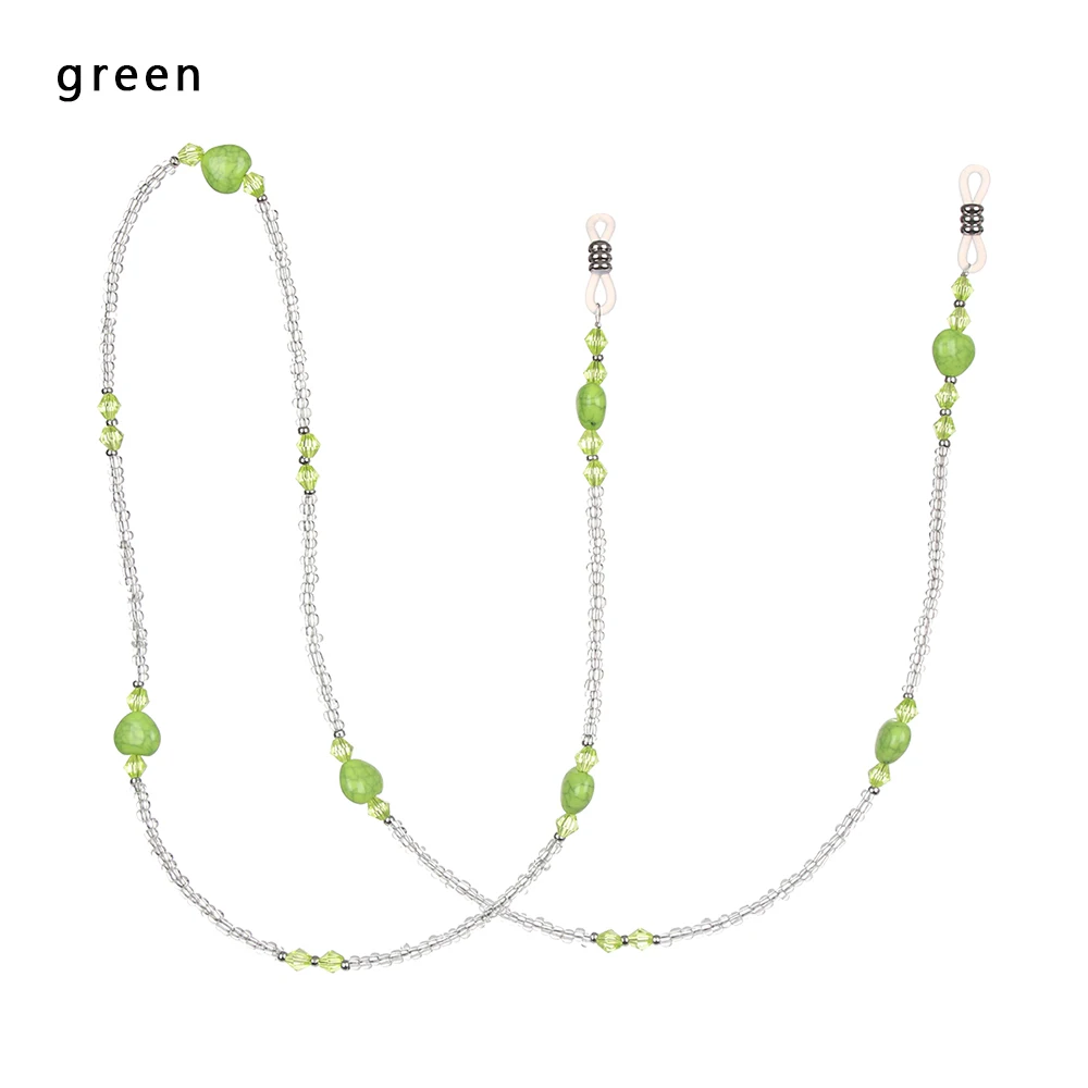 green 1 шт. новые модные, в форме сердца, очки для чтения из бисера, солнцезащитные очки с цепочкой очки с эластичной лентой Спортивные очки веревка шейный ремень - Цвет: green