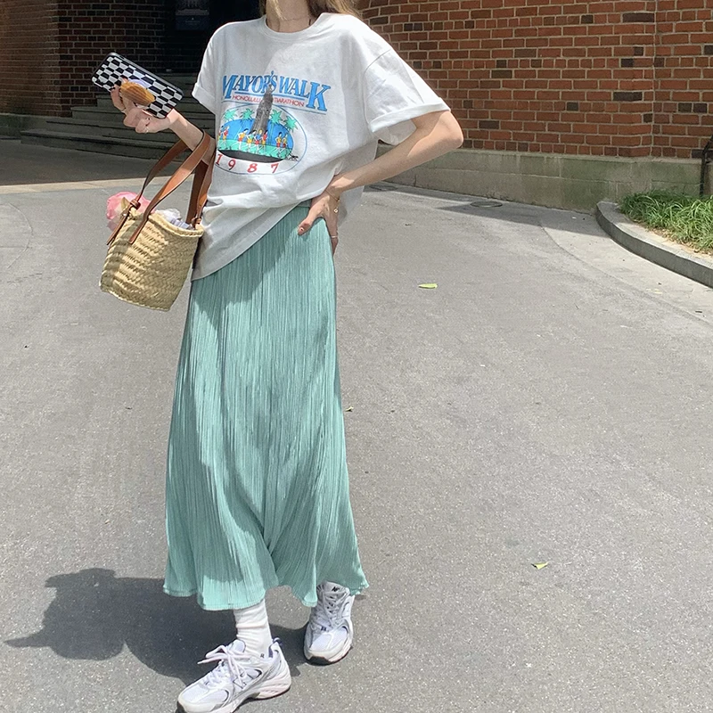 

Long Skirt Women Harajuku High-Waisted Skirt Petticoat Boho Women's Clothes Korean Fashion Skirts Womens 2021 Solid Split Slim