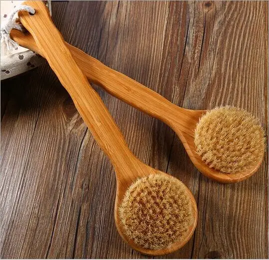 Natural Bristle Bath Brush Exfoliating Wooden Body Massage Shower Brush SPA Woman Man Skin Care Dry Body Brush