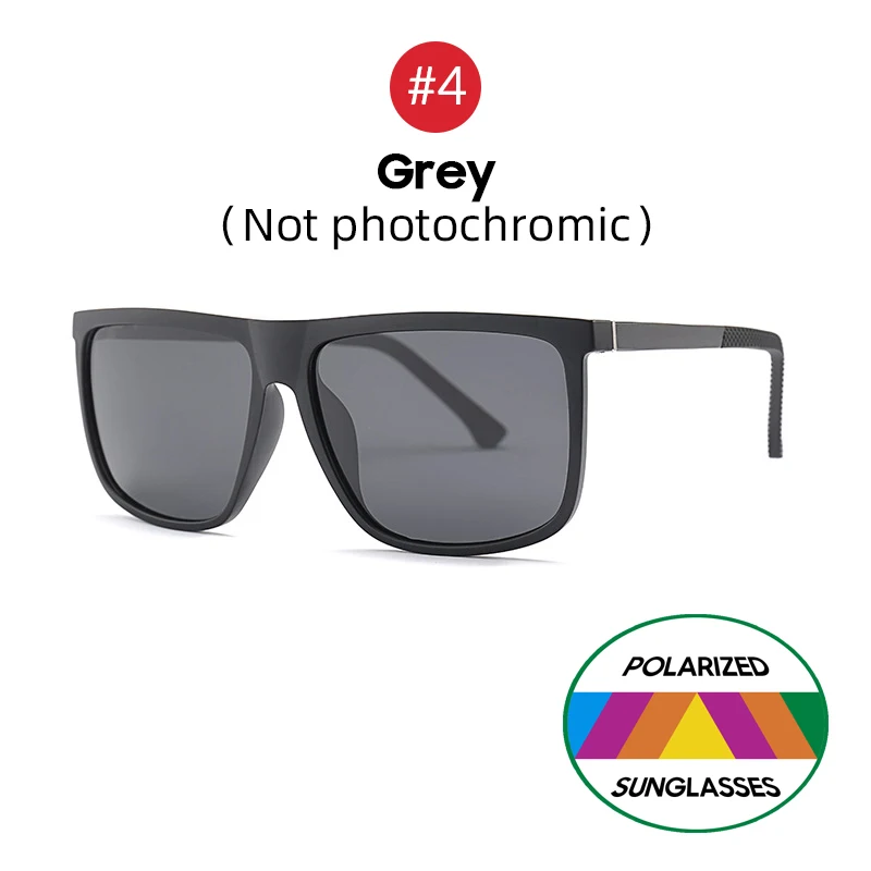 4 Grey VIVIBEE негабаритных фотохромные поляризованные алюминиевые магниевые Солнцезащитные очки Мужские квадратные женские поляризованные Меняющие цвет солнцезащитные очки - Цвет линз: 4 Grey