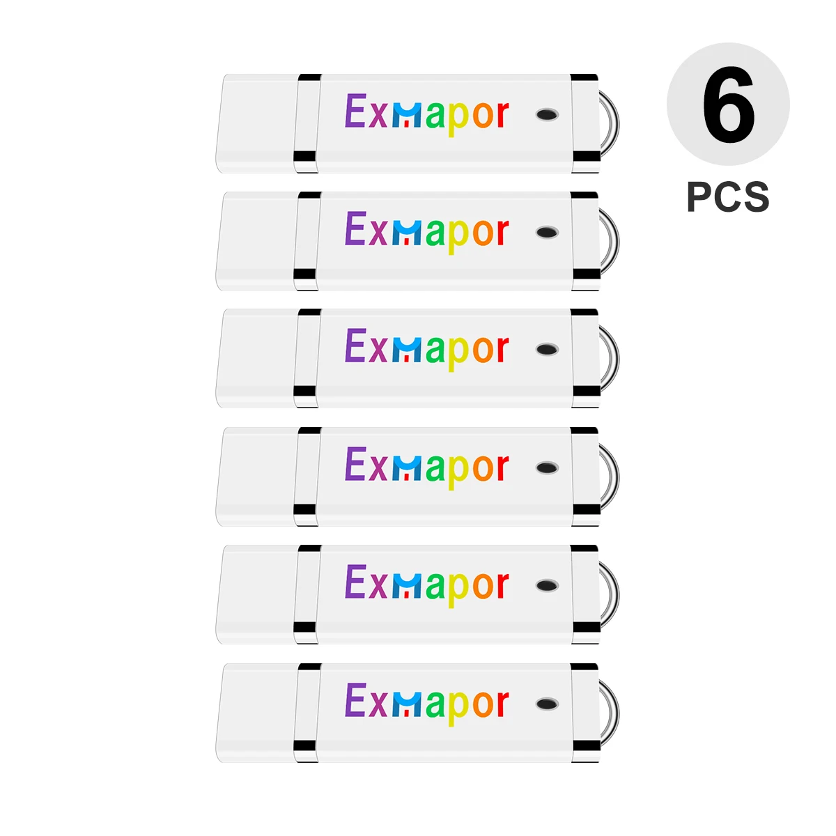 

6PCS Flash Drive 16GB USB 2.0 Rectangle Blank 32GB Memory Stick Bulk Thumb Drive Pen Drives for Computer 64GB Data Storage White