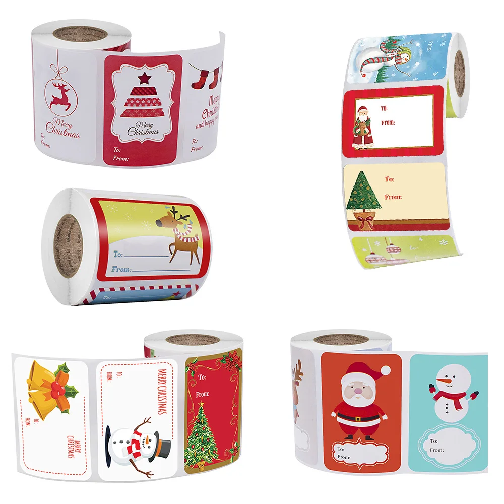 

Наклейки рождественские, 250 шт./1 рулон, 7,5x5 см