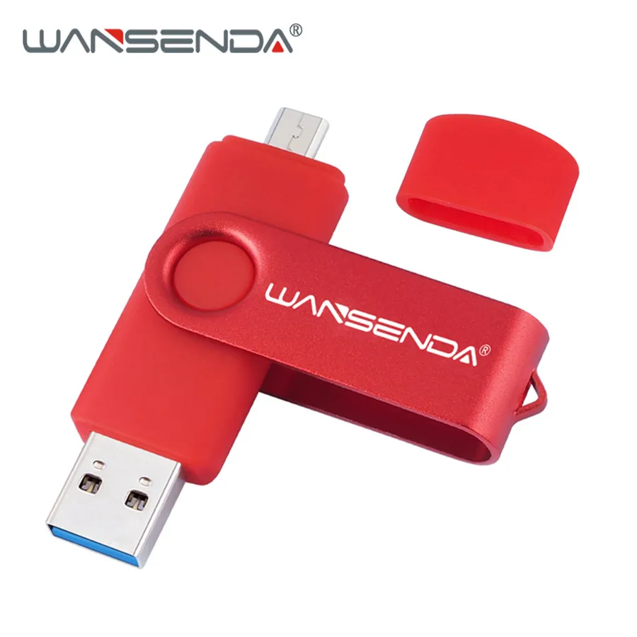WANSENDA usb 3,0 OTG USB флеш-накопитель высокоскоростной флеш-накопитель для Android/PC флеш-накопитель 16 ГБ 32 ГБ 64 ГБ 128 ГБ 256 ГБ флеш-карта памяти - Цвет: Красный