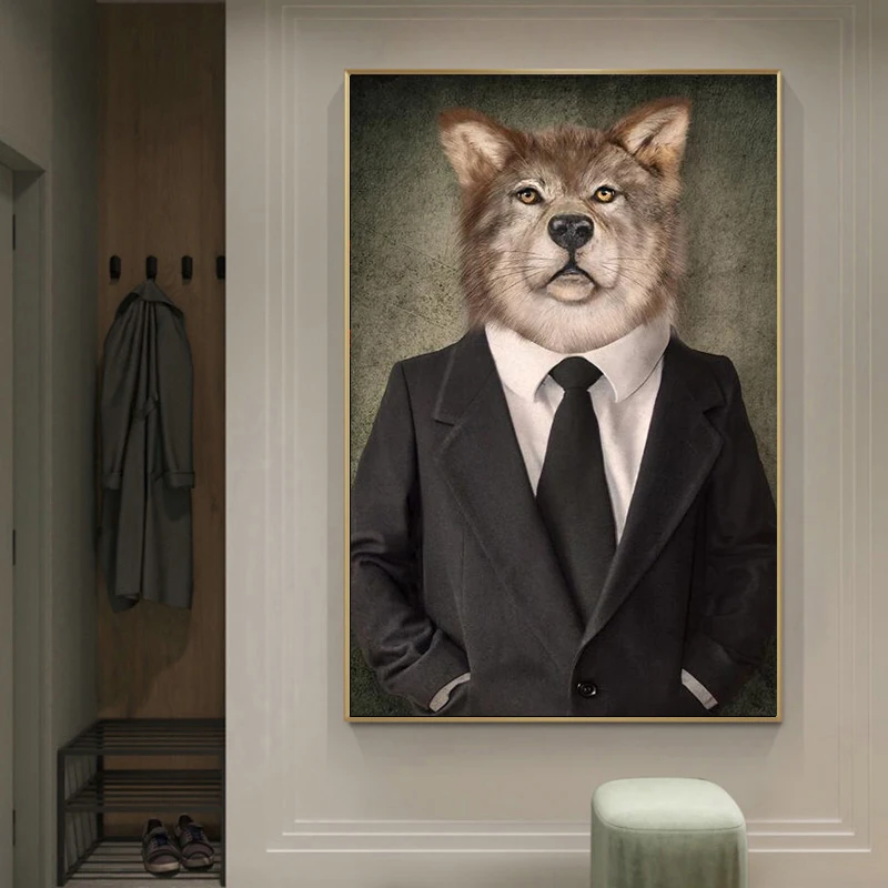 Слон в костюме скандинавский винтажный холст художественные плакаты и принты