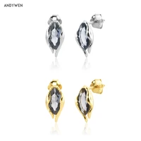 andywen 925 sterling silver gold luxury ovals pear stud earring piercing rock punk jewelry fine jewelry clips pendientes