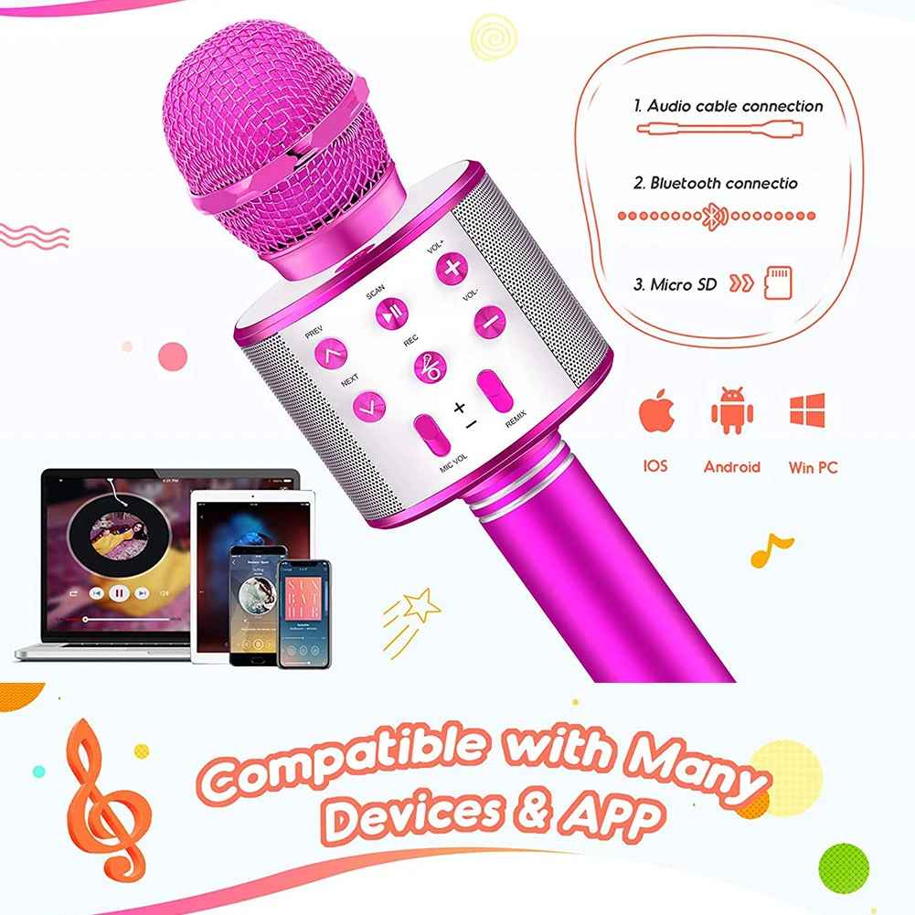 

Bluetooth Karaoke Portable Wireless Karaoke Microphone Home KTV Player for Kids Professional Speaker Handheld for Party Singing