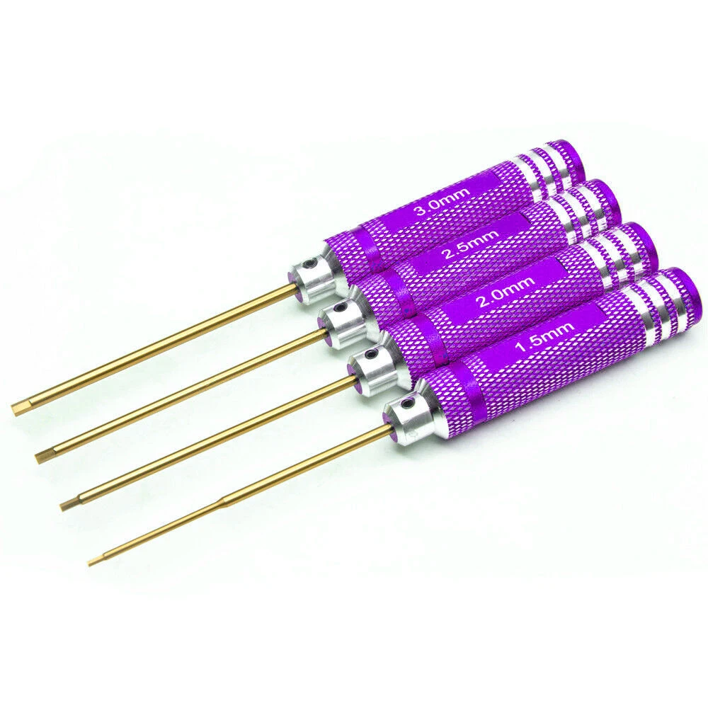 4pcs/set Allen Hex Hexagon Screwdrivers Key 1.5mm 2mm 2.5mm 3mm Screw-driving for RC Helicopter Drone Aircraft Model Repair Tool