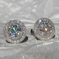women wedding jewelry gorgeous white sapphire round cut silver stud earrings
