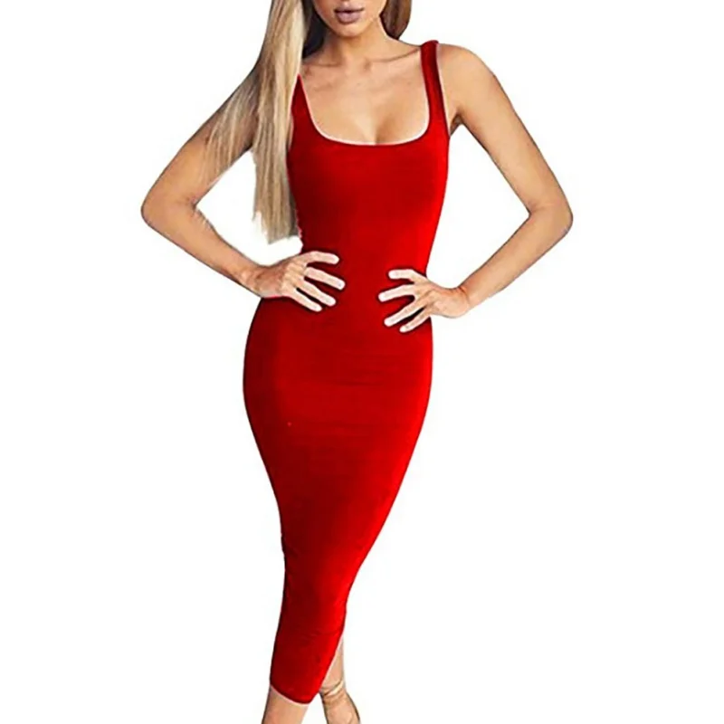 Платье женское длинное облегающее на бретельках | Женская одежда