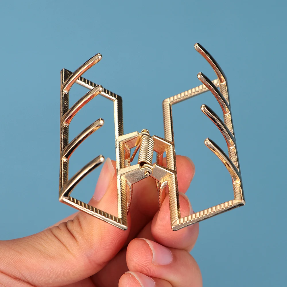Новые модные женские золотые геометрические Простые полые заколки для волос из
