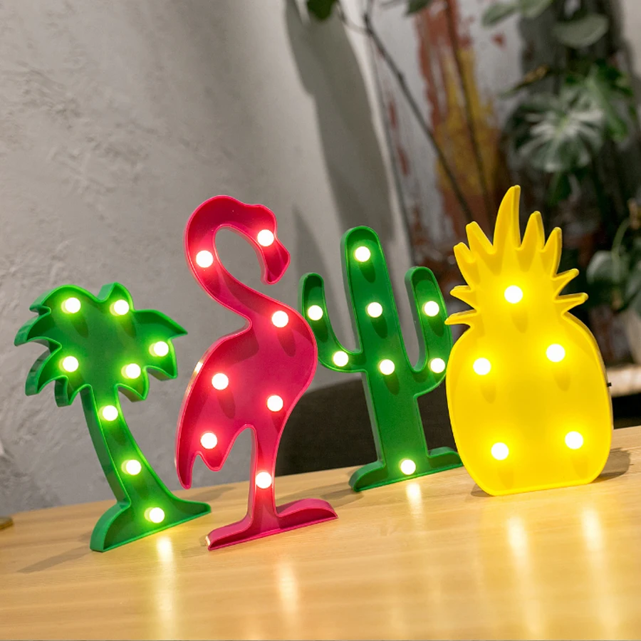 

LED Kids Night Lights Flamingo Unicorn Led Lamp Pendant LED Light Pineapple Cactus Star Luminary Wall Lamp decorations Lighting