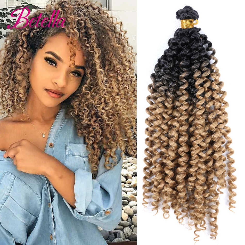 Afro Curls Hair Bundles Synthetic Braiding Hair Extensions Water Wave Bundles For Women Afro Kinky Curl Twist Crochet BraidsGrey