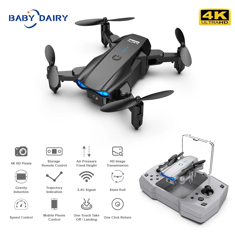

BABY DAIRY KY906 Mini Drone 4k Profesional HD Dual Camera Wifi Fpv Foldable Dron One-Key Return RC Helicopter Drones Kid's Toys