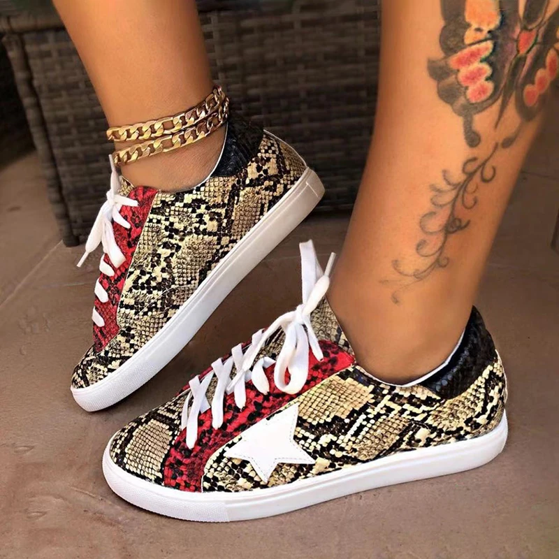 2019 Новая модная женская повседневная обувь на плоской подошве из искусственной