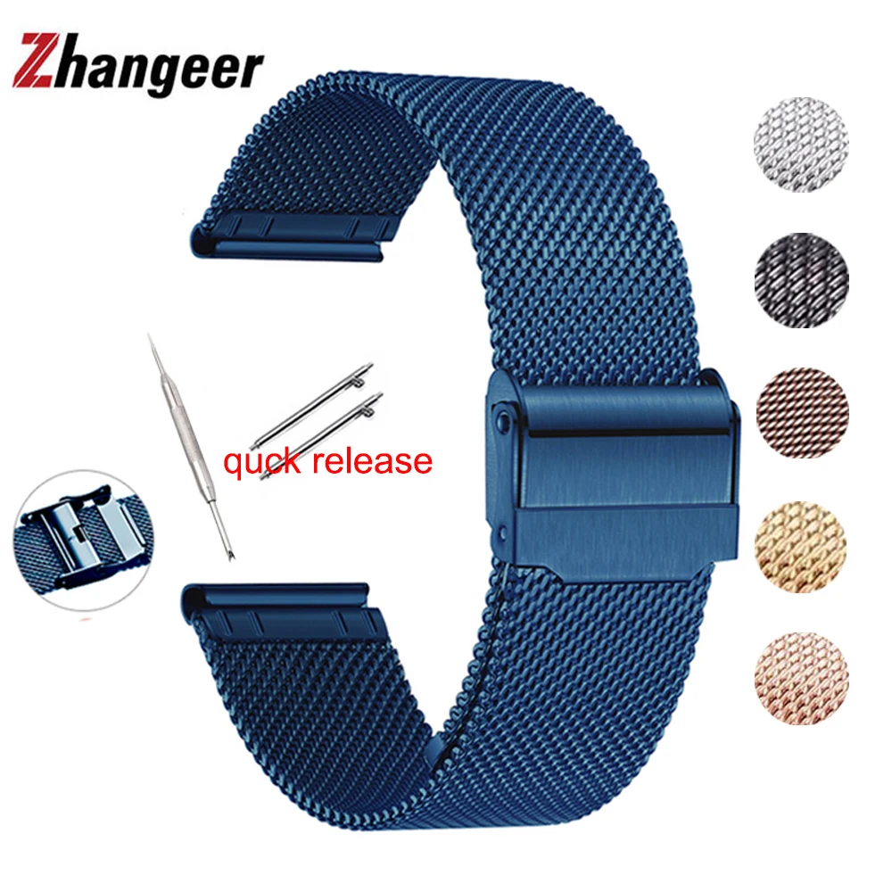 

Milanese Loop 18/20/22/Watch Band for Huawei 1 B5 Samsung Galaxy Watch 42 46mm Active 2 40mm 44mm Quick Release Mesh Woven Strap