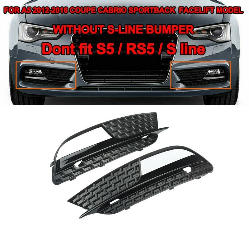 

Car Front Bumper Grille Fog Light Cover Grill Grille Cover Trim For- A5 S5 2013-2016