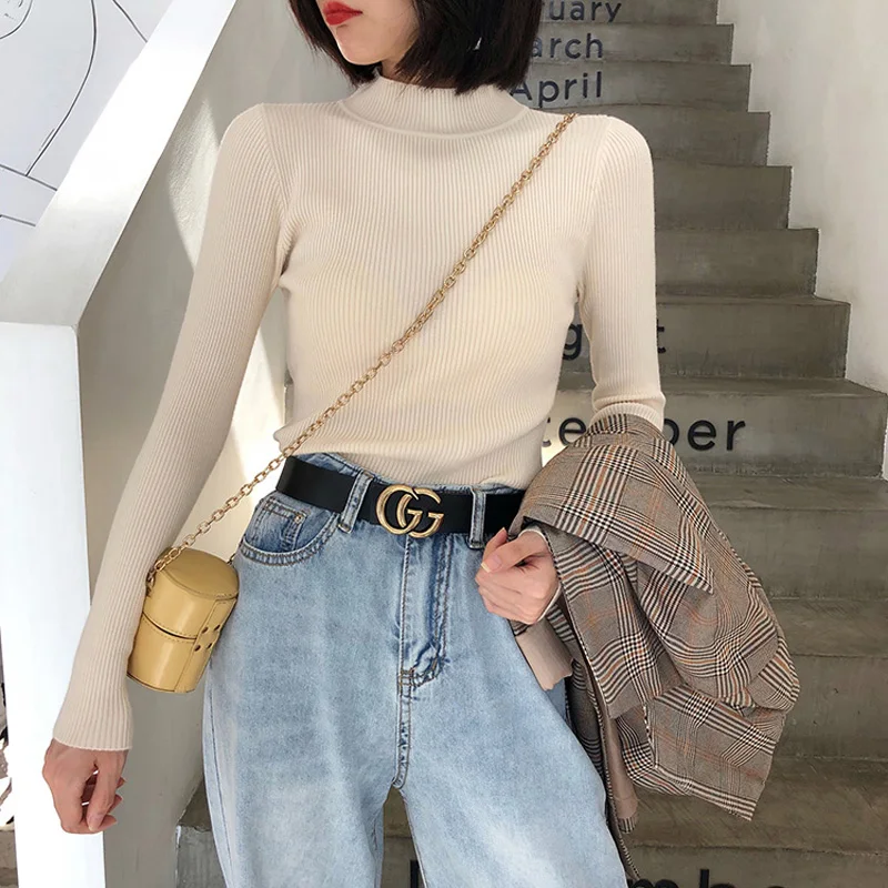 Winter Knitting Sweater Pullovers Women Long Sleeve Tops Turtleneck Knitted Chic Woman Clothes Female Casual Streetwear | Женская одежда