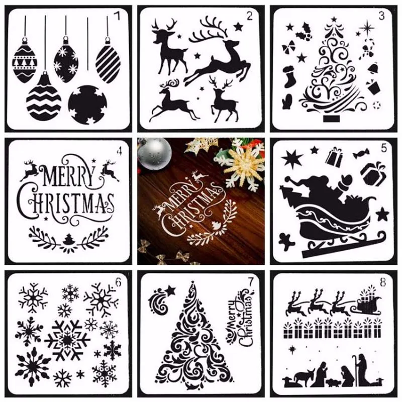 

1PC Christmas DIY Craft Hollow Layering Stencils For Wall Painting Decorative