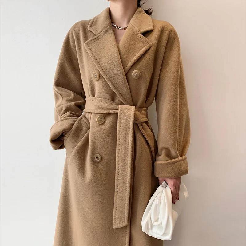 

M home 101801 Italian double-sided cashmere dress 2021 new high-end woolen coat long section