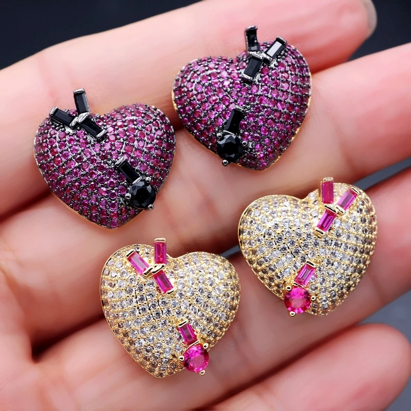 Уникальный дизайн роскошные серьги-гвоздики в форме сердца высококачественные