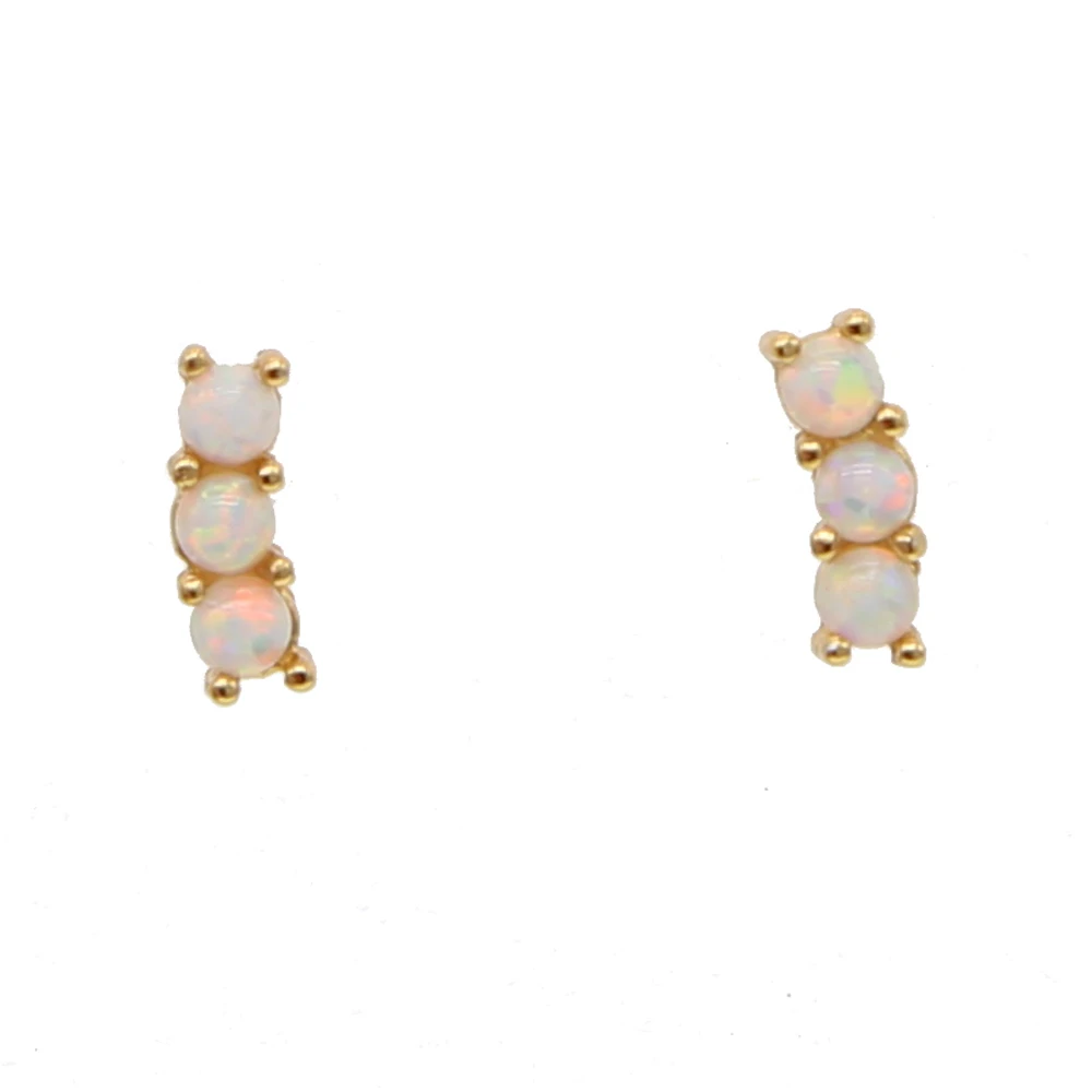 Drop Shipping Delicate Tiny Bar 925 Sterling Sliver Fashion Jewelry Three Opal Cubic Zirconia Stud Earrings For Women | Украшения и