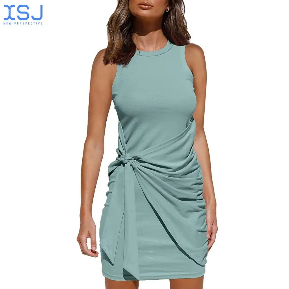 

Short Sleeve Vest Dress Women Spring and Summer NewWomen's Clothing Knotted