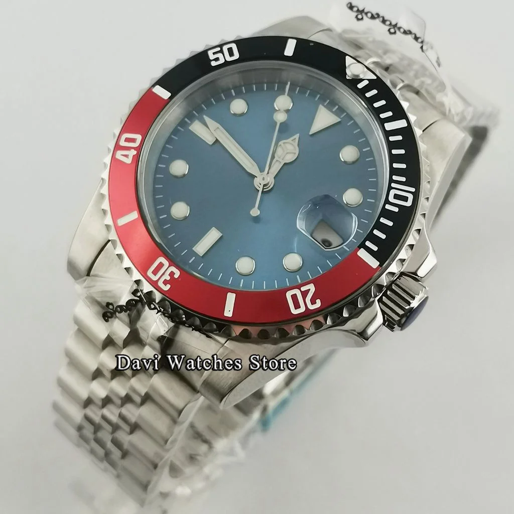 

Часы наручные NH35 мужские стерильные, роскошные с черной и красной керамической рамкой и сапфировым стеклом, автоматический механизм, 24 Драгоценности, 40 мм