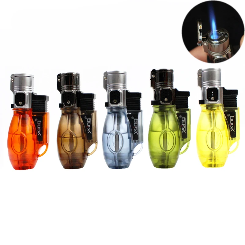 

Струйная зажигалка, турбо-зажигалка с прямым пламенем и видимым газовым окном, Бутановая Зажигалка для сигар в форме Боулинга