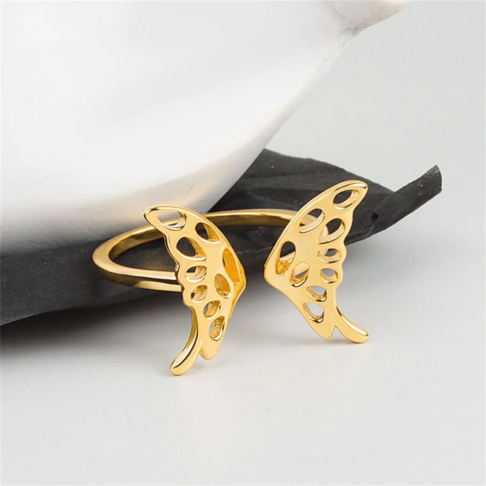 

VENTFILLE 925 Sterling Silver Personalized Hollow Butterfly-shaped Temperament Ring