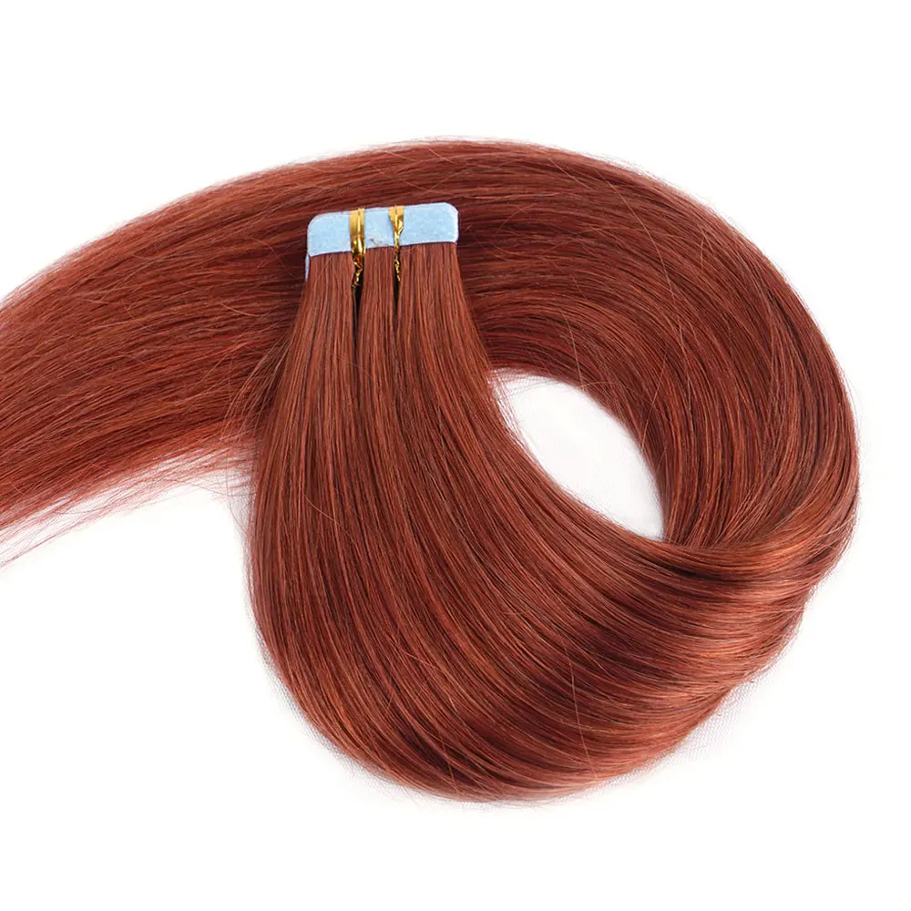 Лента для наращивания волос человеческие волосы медные Красные 100% настоящие Remy