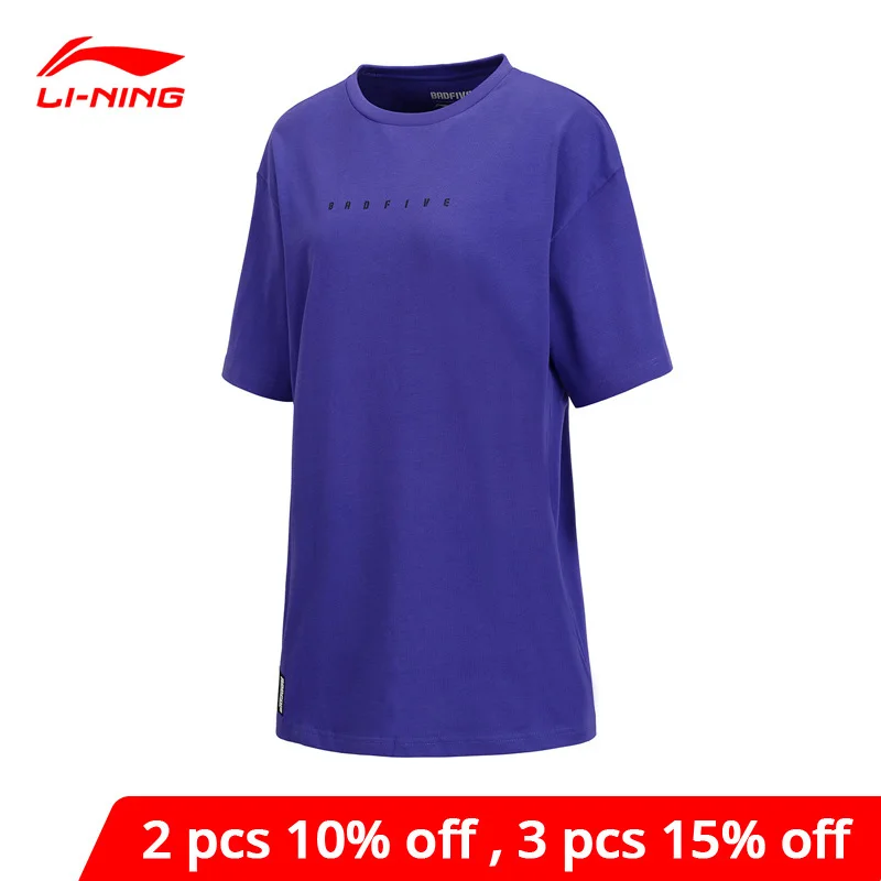 Женская баскетбольная Футболка Li-Ning BAD FIVE 100% хлопок дышащая свободная с
