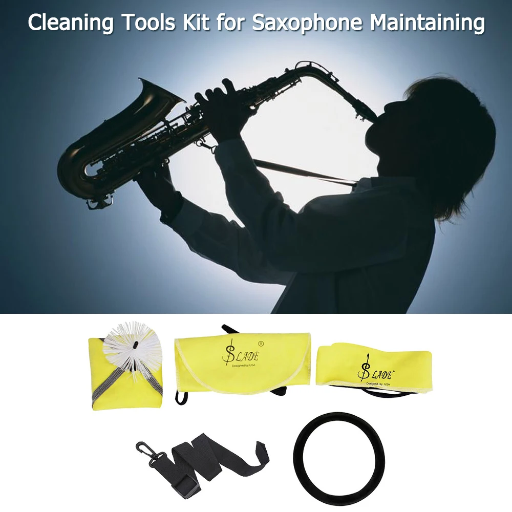 

Saxophone Cleaning Tools Kit with Through Cloth Swab Cloth Strap Dampener