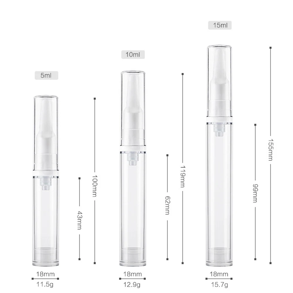 

5/10/15ml Clear Plastic Vacuum Empty Eye Cream Bottle Travel Portable Essence Spray Bottle Lotion Cosmetic Empty Sample Bottle